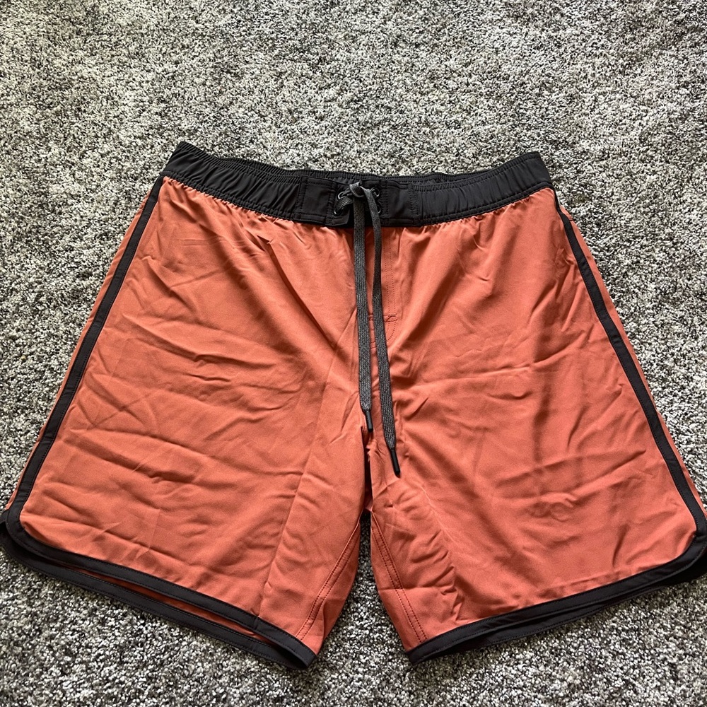 Prana Men's vintage boardshorts - Black and Orange